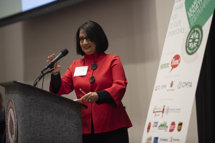31556077398_18ada90b75_k UofL President Neeli Bendapudi announced UofL’s membership today at the Louisville Sustainability Symposium, which UofL is hosting for the first time.