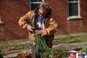 Mickey Paul demonstrates one method to creating a holiday door decoration.