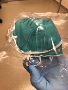 N95 respirator that has been decontaminated received tally marks on the strap
