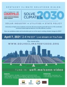 Solve Climate by 2030 event at UofL is April 7