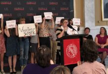 UofL researcher honored for role in discovering HPV vaccine Violet Fox, at podium, spoke at the event about the importance of the HPV vaccine