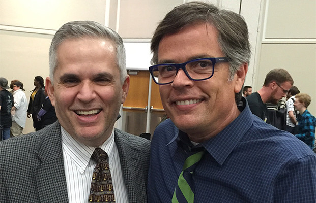 Sam Marcosson, left, with Brian Buford, director of the UofL LGBT Center