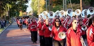 Marching during last year's Homecoming Parade