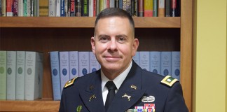 U.S. Army Lt. Col. Thomas Russell-Tutty, who is UofL's second Army War College fellow.