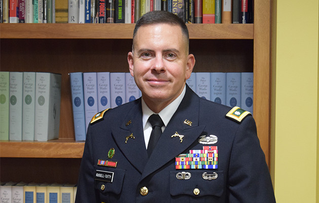 U.S. Army Lt. Col. Thomas Russell-Tutty, who is UofL's second Army War College fellow.