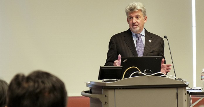 David Dunn, MD, PhD, UofL executive vice president for health affairs, spoke during this year's Research!Louisville event.