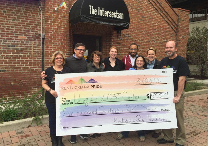 Mary Radcliffe (Board, Kentuckiana Pride Foundation), Brian Buford, Stacie Steinbock, Katy Garrison, Chaz Briscoe, Emily Noonan, Lisa Gunter, Rodney Coffman (Director, Kentuckiana Pride Foundation)