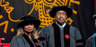 Doris and Junior Bridgeman after receiving their honorary degrees.