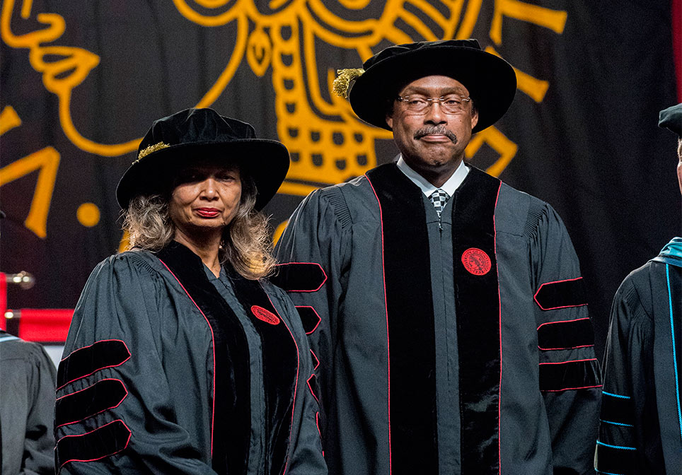 Doris and Junior Bridgeman after receiving their honorary degrees.