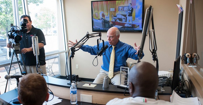 Mark Hebert conducting an interview in the studio.