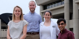 UofL med students Melinda Ruberg, Matthew Neal, Anish Deshmukh and Katherine Yared have developed a model for medical schools to educate physicians in a way that improves their own health.
