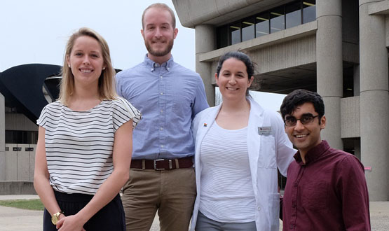 UofL med students Melinda Ruberg, Matthew Neal, Anish Deshmukh and Katherine Yared have developed a model for medical schools to educate physicians in a way that improves their own health.