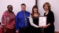 From L to R: School of Nursing faculty Montray Smith, Red Cross Community Preparedness & Resilience Manager Robert Baldwin, Red Cross Louisville Area Chapter Chief Executive Officer Jennifer Adrio, and School of Nursing Dean Marcia Hern.