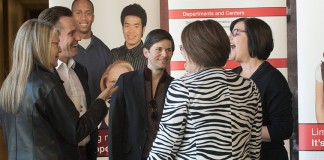 Participants in a news conference to announce UofL's new Youth Violence Prevention Research Center chatted Nov. 20.