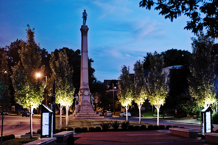 The Confederate monument on Third Street at UofL’s Belknap Campus will be moved to a new location to be determined at a later date.