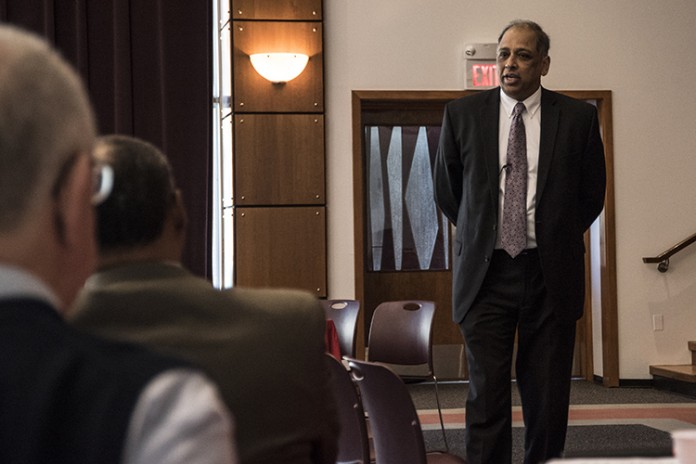 Pinto_0599 Interim Provost Neville Pinto shared his philosophy and plans for UofL during two recent open forums.