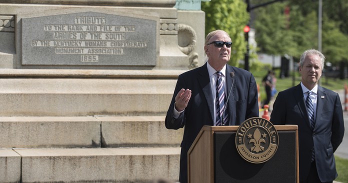 UofL President Ramsey, Louisville Mayor Fischer announced the Confederate statue on Third Street will be moved to a yet-to-be-determined location.