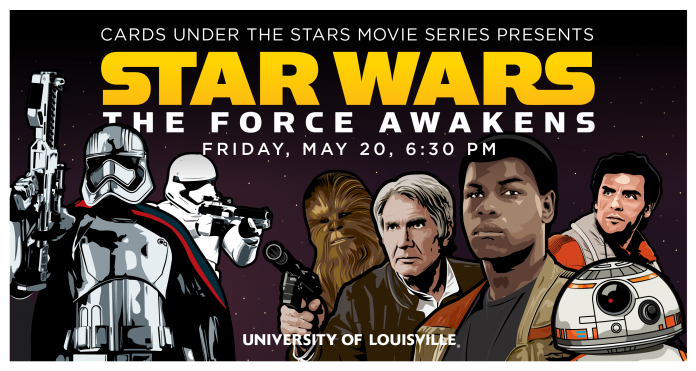 Cards Under the Stars Movie Series kicks off with 'Star Wars: The Force Awakens' May 20. Design by Ross Bradley.