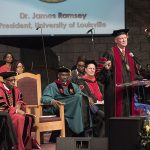 UofL President James Ramsey was awarded an honorary doctorate and delivered the commencement address Sunday for Simmons College of Kentucky.