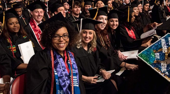 Spring 2016 graduates were all smiles during the May 14 commencement event.