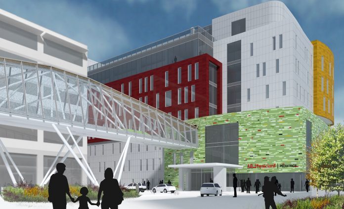 Rendering of proposed new UofL pediatric office building