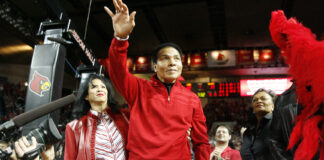 Muhammad Ali at a UofL Basketball game.