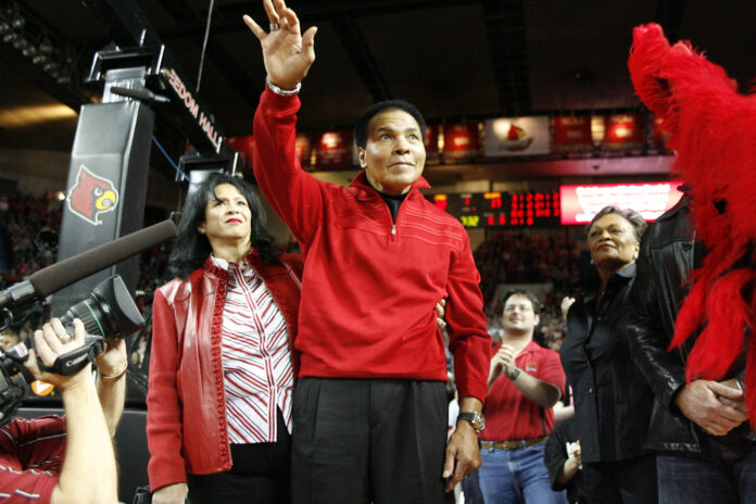 Muhammad Ali at a UofL Basketball game.