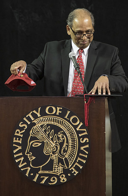 Convocation includes the symbolic issuing of a Cardinals baseball cap, which the freshmen are encouraged to exchange for a graduation cap in four years.
