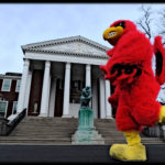 Cardinal Bird in front of Grawemeyer Hall.