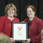 Brandeis School of Law Dean Susan Duncan (left) presents the Brandeis Medal to Supreme Court Justice Elena Kagan.