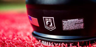 UofL football players wore this special POW/MIA sticker on their helmets Nov. 12 for the Military Appreciation Game.