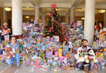 UofL’s House Staff Council collected 886 toys for Toys for Tots in 2016.