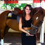 Megan Devine at Saratoga working for NBC Sports