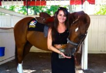 Megan Devine at Saratoga working for NBC Sports