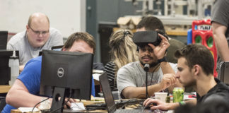 More than 100 hackers spent 36 straight hours at the University of Louisville Engineering Garage, 1960 Arthur St., developing creative software and hardware along the smart cities theme.