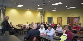 Dr. Postel thanks Physical Plant employees for their work on quickly restoring power to campus in early February.