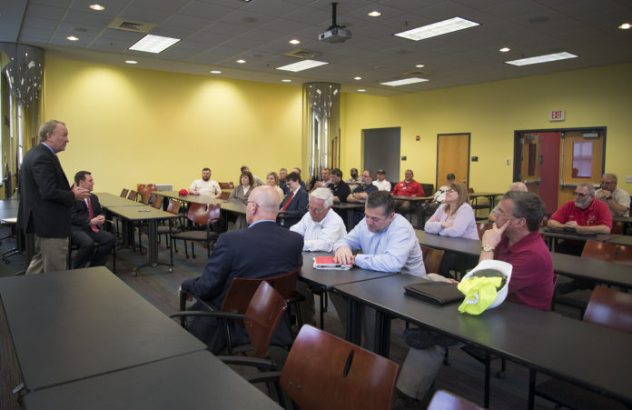 Dr. Postel thanks Physical Plant employees for their work on quickly restoring power to campus in early February.