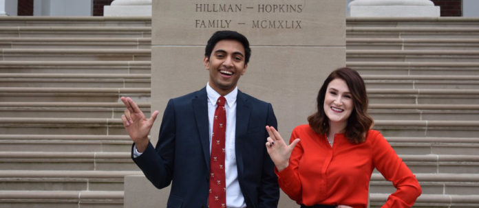 Vishnu Tirumala and Sarah Love were elected president and executive vice president for the Student Government Association during the recent election.