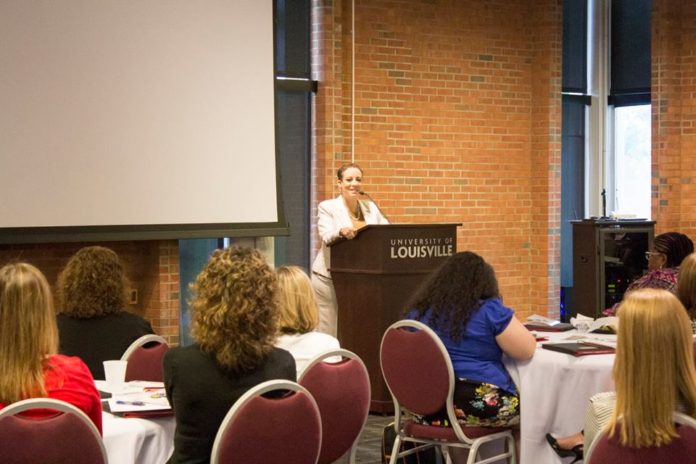 Dawne Gee spoke at the fifth annual Women's Leadership Conference about the power of a positive attitude.