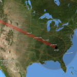 Map showing the path of totality (red) during the total solar eclipse of August 21, 2017. Image courtesy NASA.