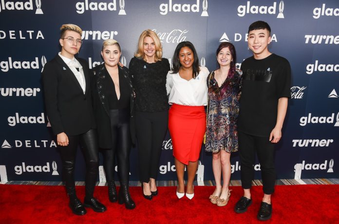 UofL graduate and grad student Aisha Bibbs (middle) has been awarded the Rising Stars grant by GLAAD (formerly the Gay & Lesbian Alliance Against Defamation).