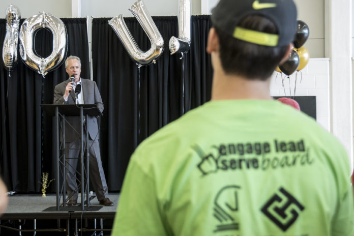 Louisville Mayor Fischer spoke to students at Thursday's SOUL event, encouraging them to get involved.