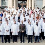 The research team on the Program Project Grant is shown on the steps of the Abell Administration Center at the UofL Health Sciences Center in October 2016, with principal investigator Roberto Bolli, M.D., at front center.