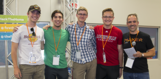 University of Louisville engineering students pose with FirstBuild director Larry Portaro (far right) after placing second in the makerspace/microfactory's 2017 MegaHackathon. (Credot: FirstBuild/GE Appliances)