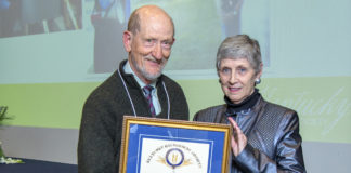 UofL Archivist Tom Owen with Constance Alexander, president of the Kentucky Historical Society Governing Board.