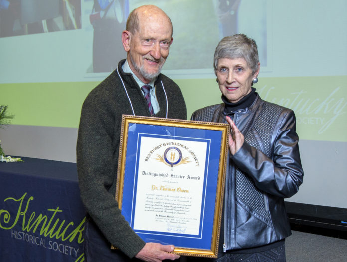 UofL Archivist Tom Owen with Constance Alexander, president of the Kentucky Historical Society Governing Board.