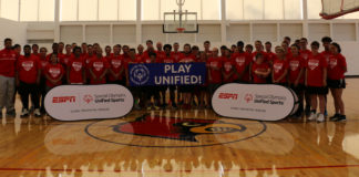 Through ESPN’s sponsorship, UofL and Special Olympics Kentucky partnered together to host the first ever Unified Intramural Championship in basketball this year at the Student Recreational Center.