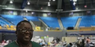 UofL School of Nursing Assistant Professor Montray Smith, M.S.N., R.N., at the Federal Medical Station in Manatí, Puerto Rico, where she provided care in the wake of Hurricanes Irma and Maria with a federal Disaster Medical Assistance Team.