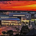 Student Rec Center at Sunset.