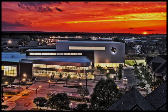 Student Rec Center at Sunset.